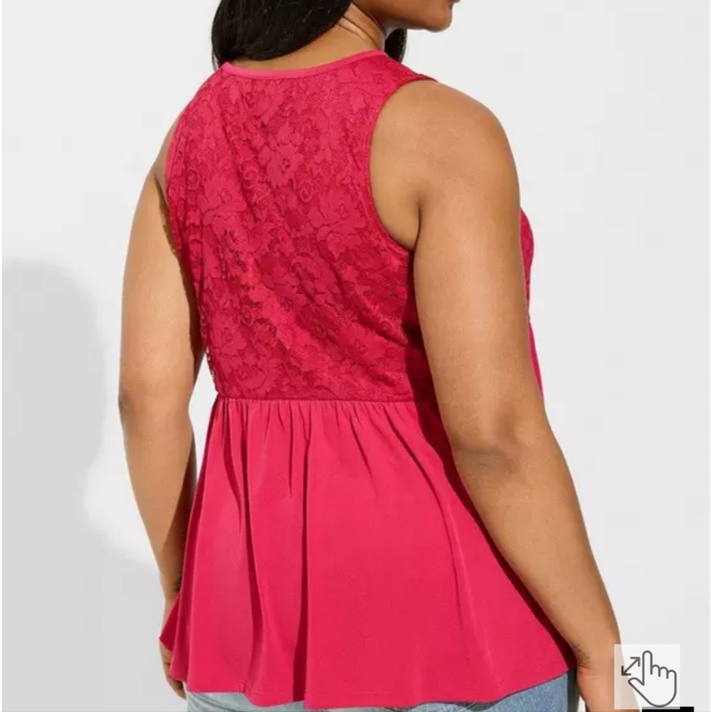 Torrid Size 2 Mini Studio Knit Crew Neck Lace Baby Doll Tank - Picture 2 of 4